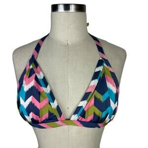 TIBI Colorful Chevron Patterned Halter Swimsuit Top Women's Size Medium